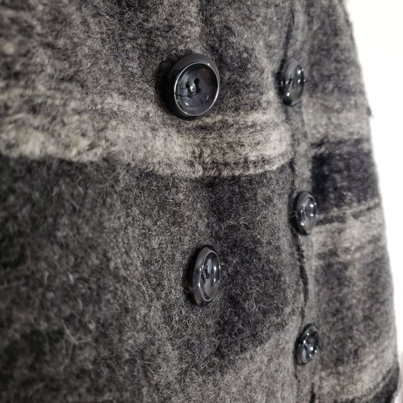 Gray Wool Blend Double-Breasted A-Line Skirt Made In Italy Preppy Academia Fall - Picture 3 of 5